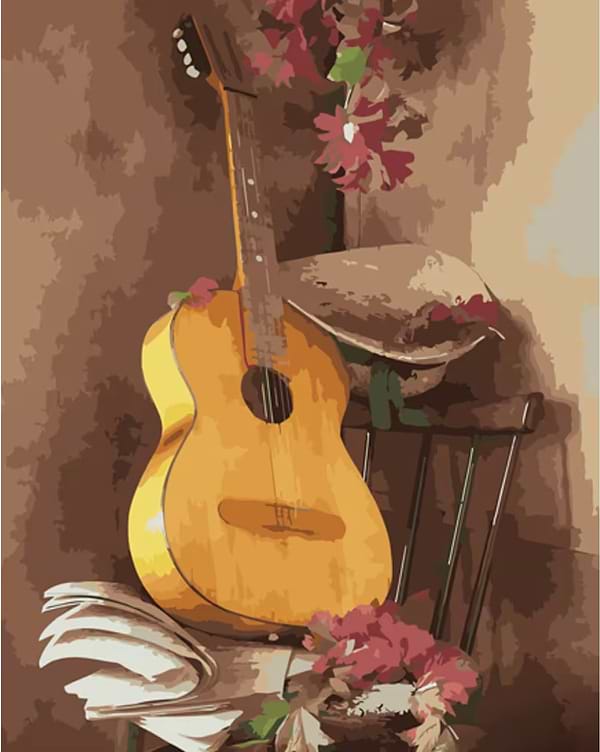 Фото - Картина по номерам Strateg Изящная гитара 40х50 см (GS1377)
