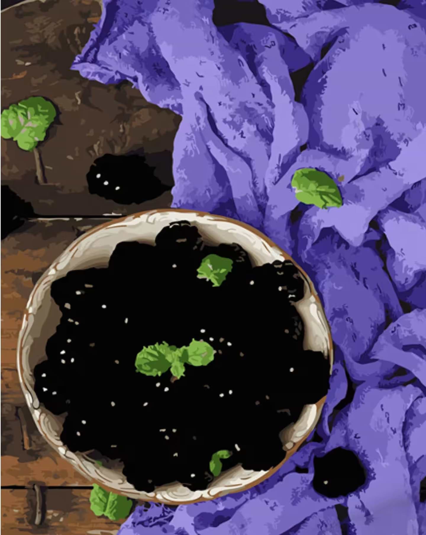 Картина за номерами Strateg Тарілка з шовковицею 40х50 см (GS1395)