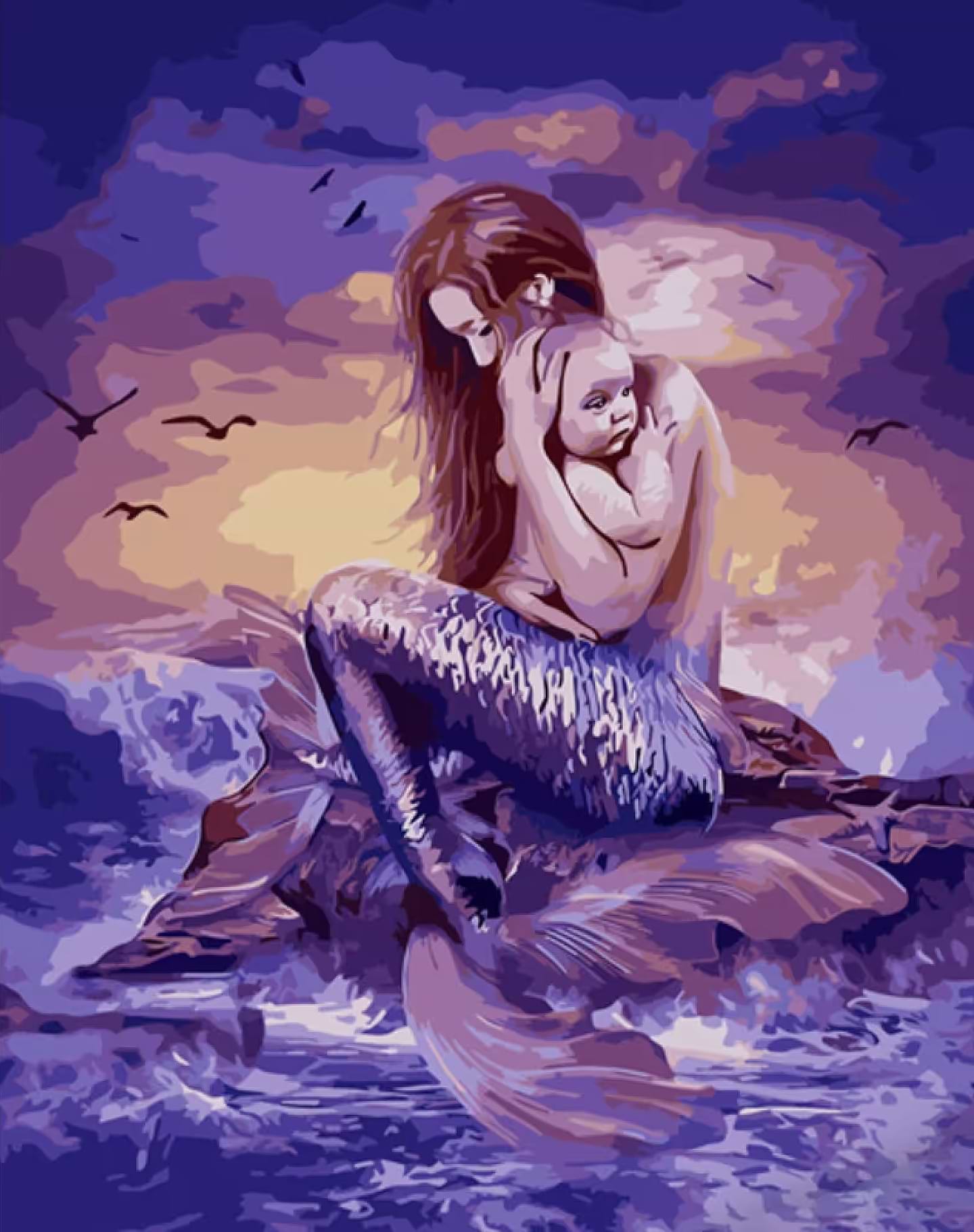 Картина за номерами Strateg Мати русалонька 40х50 см (GS1400)