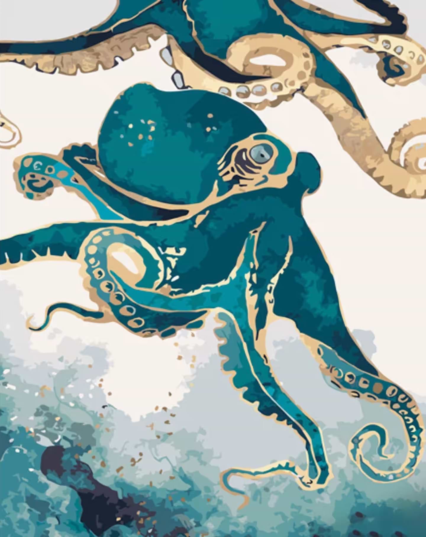 Картина за номерами Strateg Яскраві восьминоги 40х50 см (GS1406)