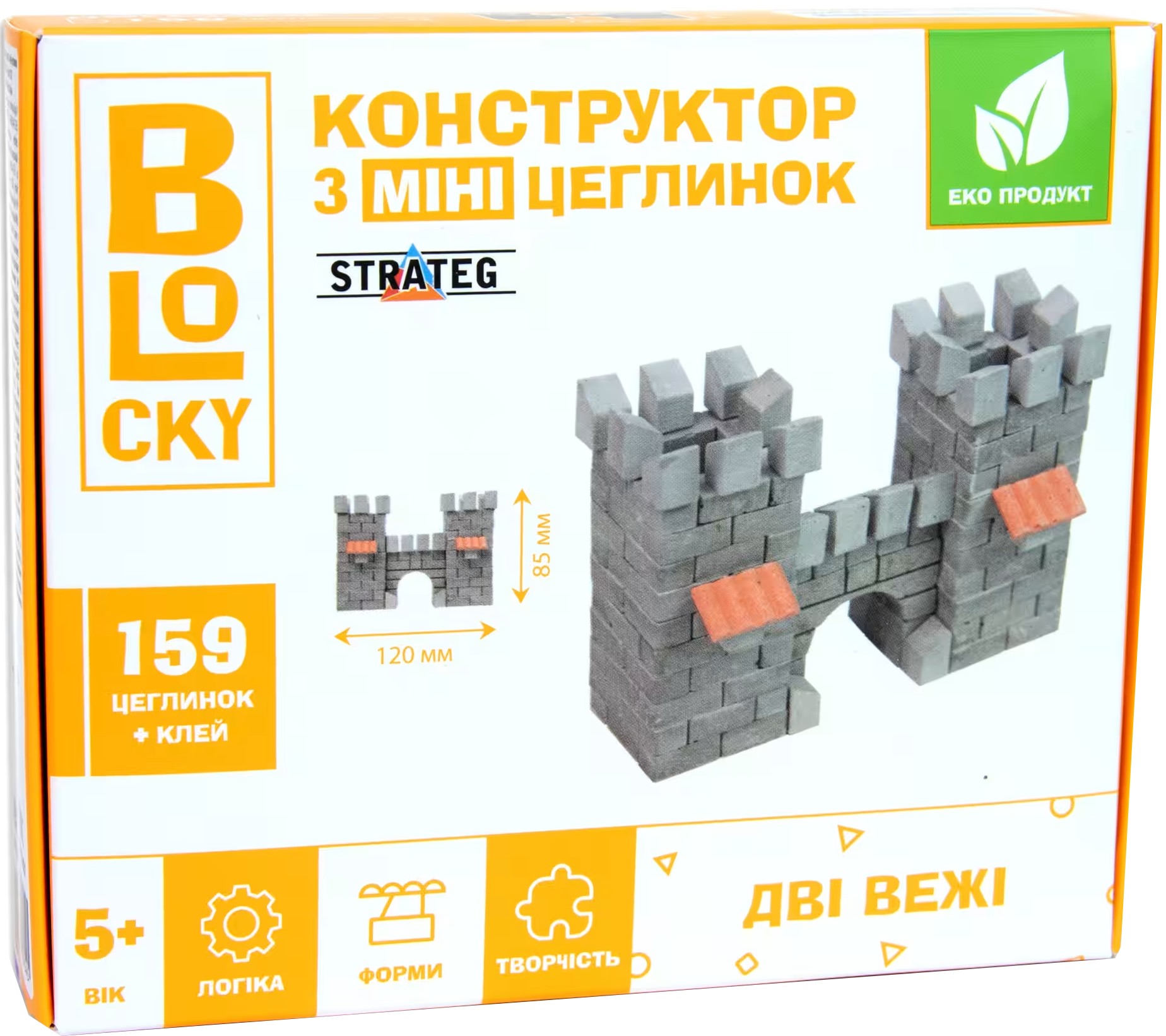 Конструктор з природних матеріалів Strateg BLOCKY Дві вежі  (31021) - Фото 1