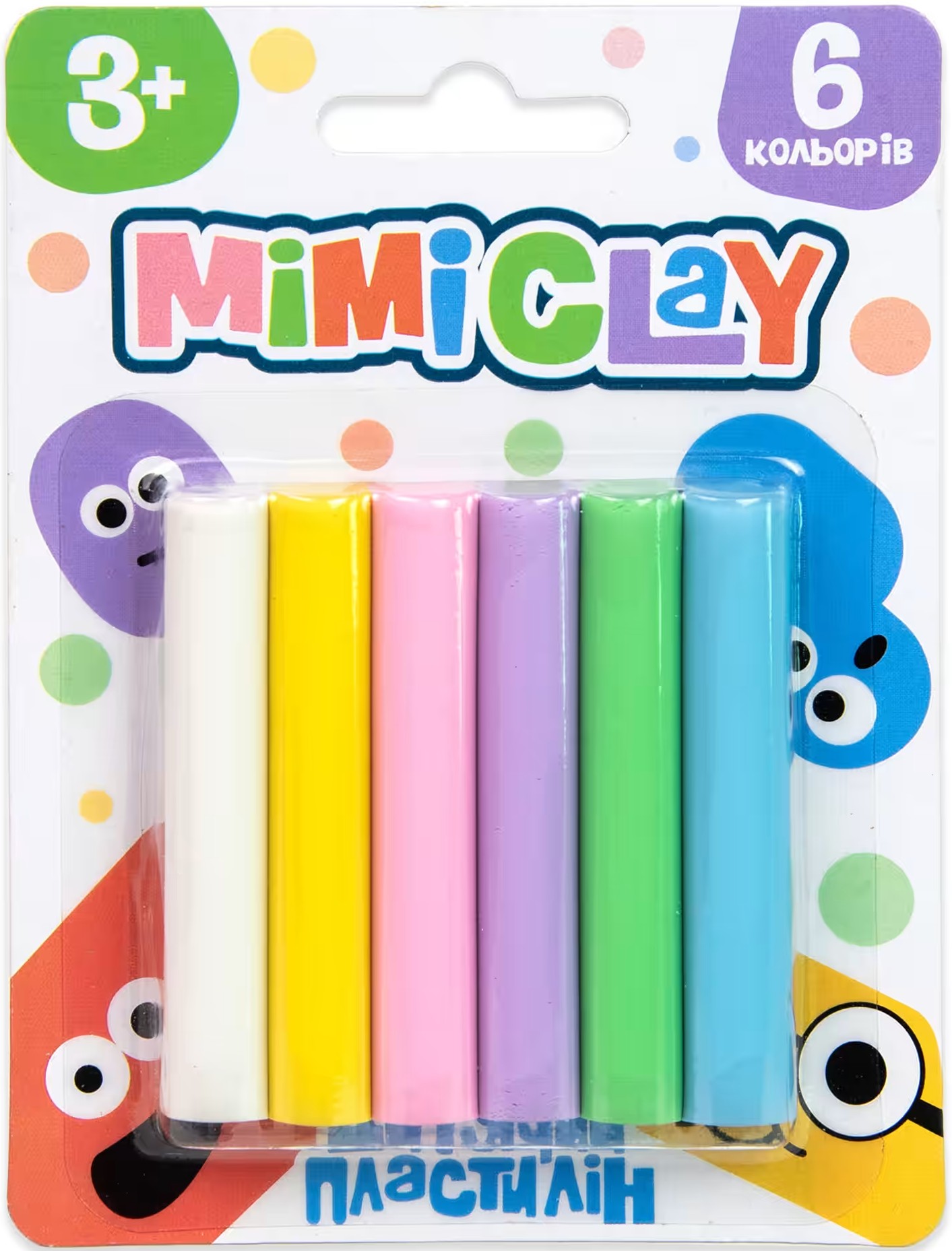 Пластилін класичний Strateg Mimi clay 6 кольорів українською мовою (30425) - Фото 1