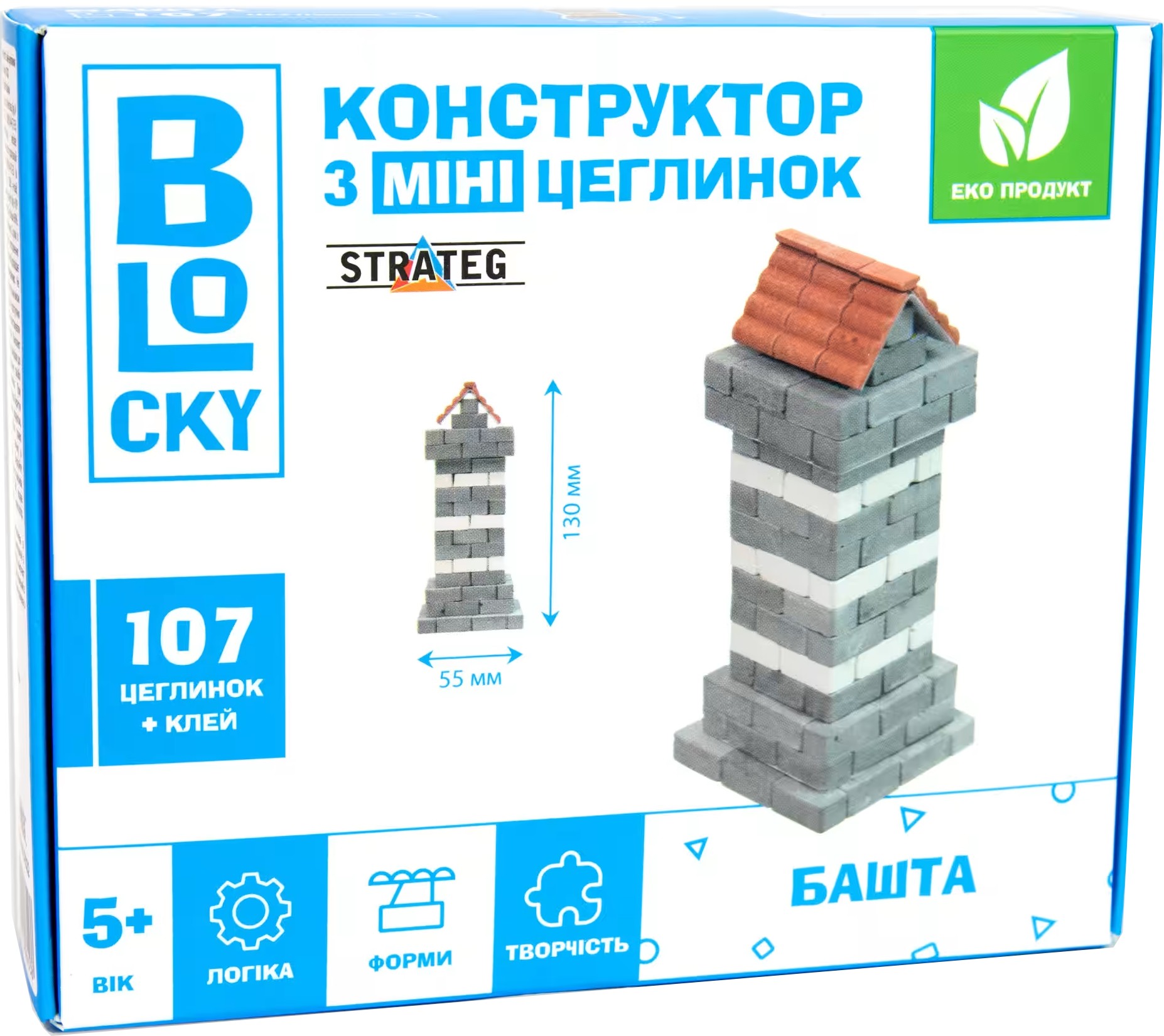 Конструктор з природних матеріалів Strateg BLOCKY Башта  (31022) - Фото 1