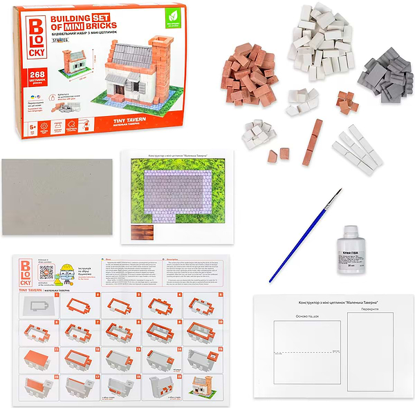 Фото - Конструктор из природных материалов Strateg BLOCKY Маленькая Таверна (31006)