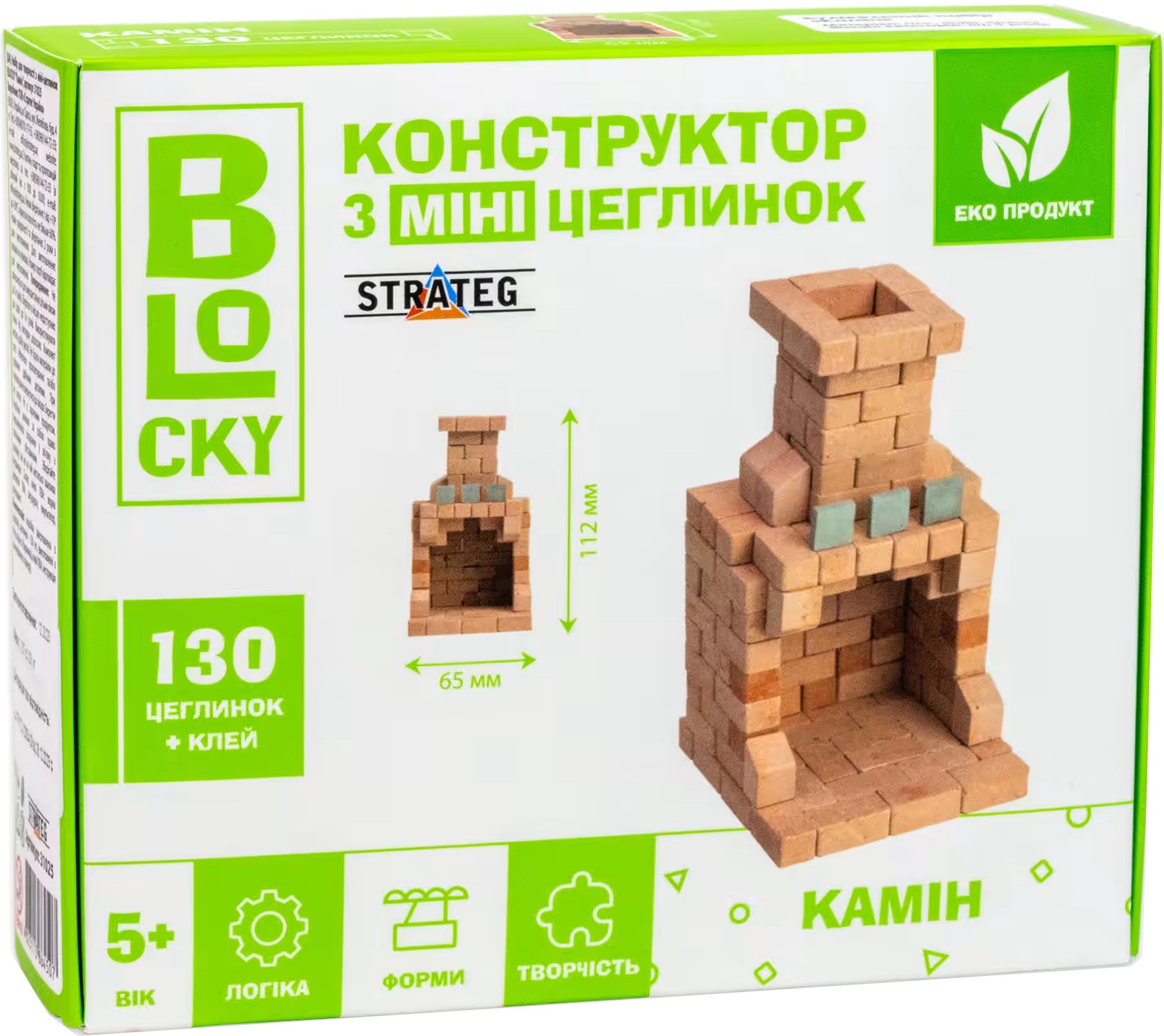 Конструктор з природних матеріалів Strateg BLOCKY Камін  (31025) - Фото 1