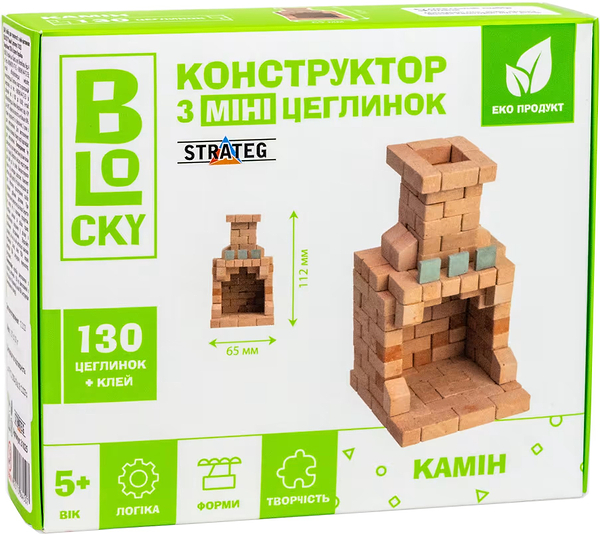 Фото - Конструктор з природних матеріалів Strateg BLOCKY Камін  (31025)