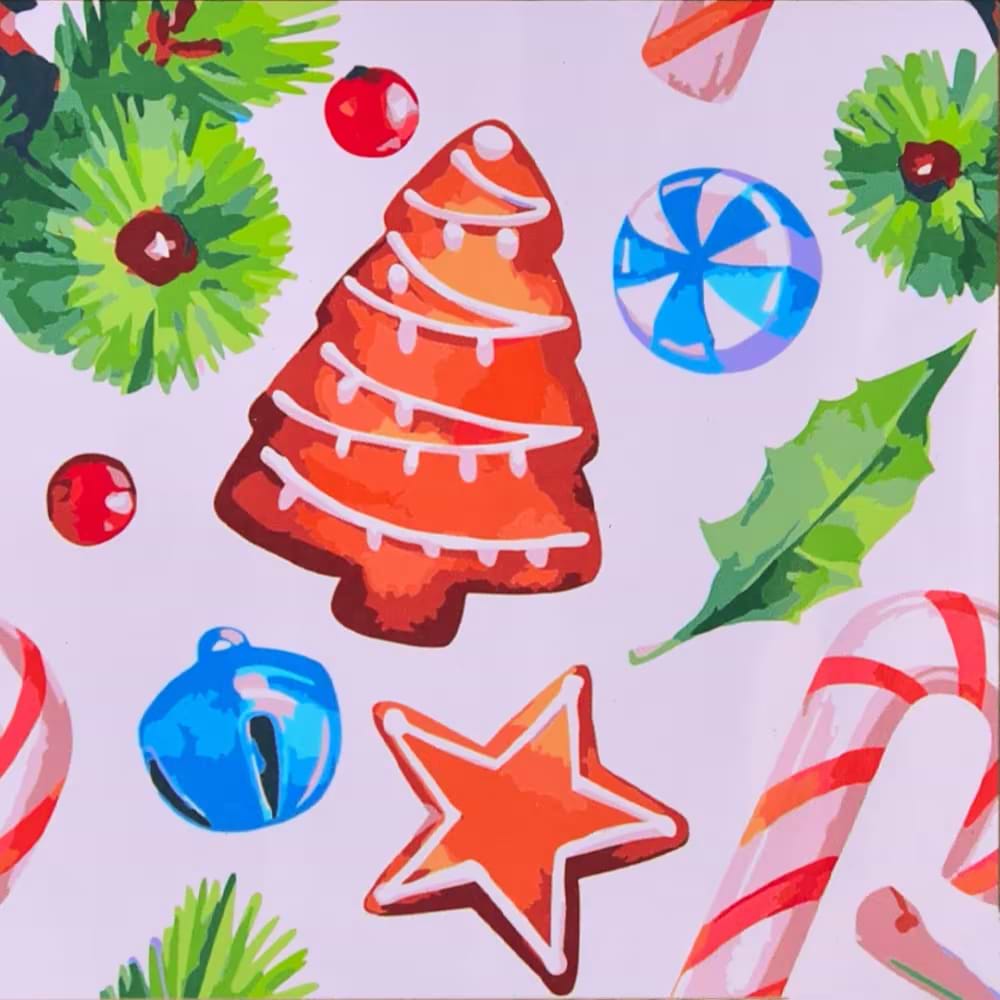 Картина за номерами Strateg Новорічні солодощі 40х40 см (SK057)