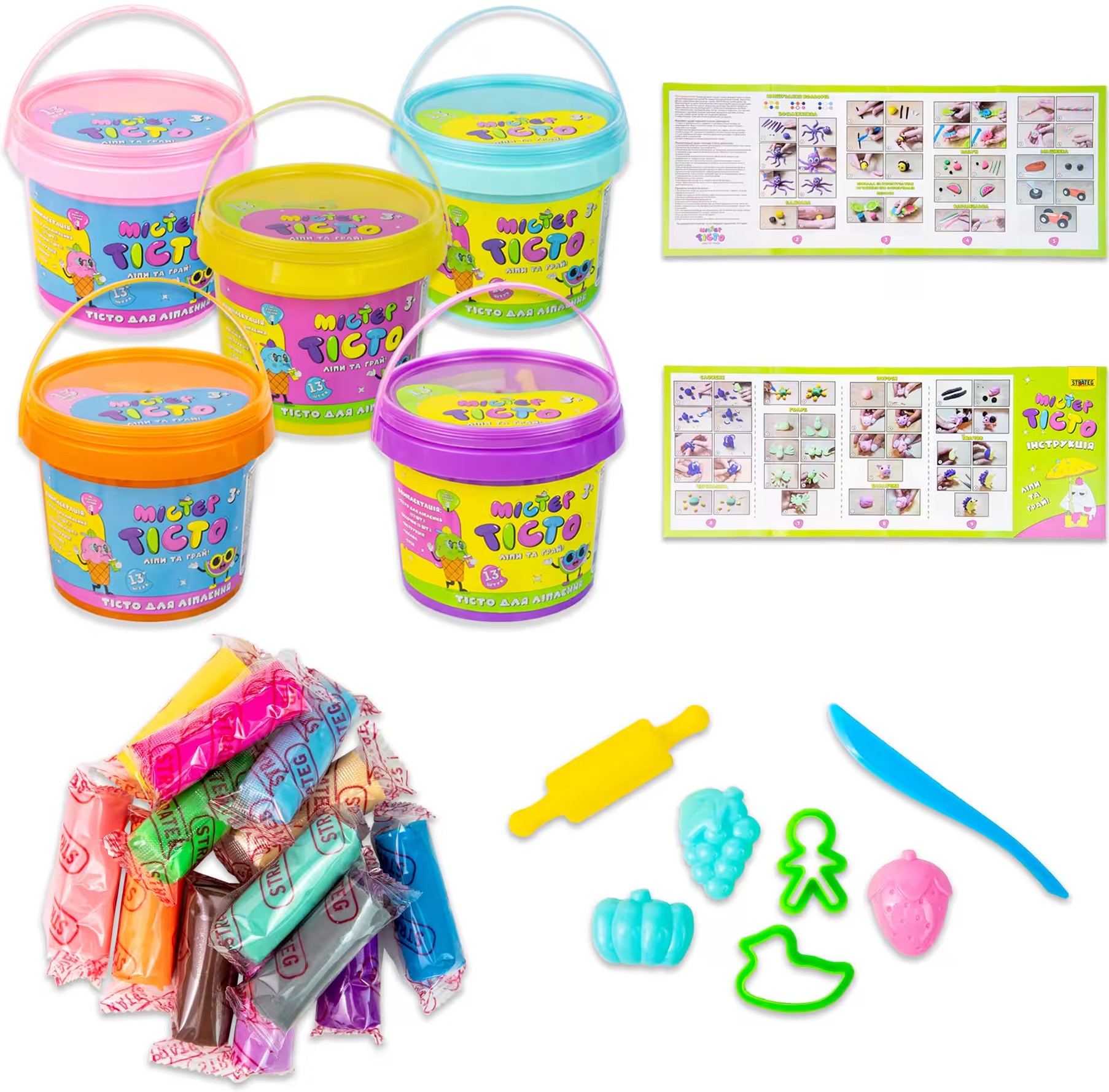 Купити Ліплення з тіста Strateg Містер тісто 13 шт. українською мовою (41005) - Фото 1 Ліплення з тіста Strateg Містер тісто 13 шт. українською мовою (41005) - Фото 1