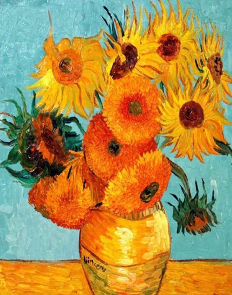 Алмазний живопис Strateg Дванадцять соняшників у вазі 30х40 см (JSDF77102)