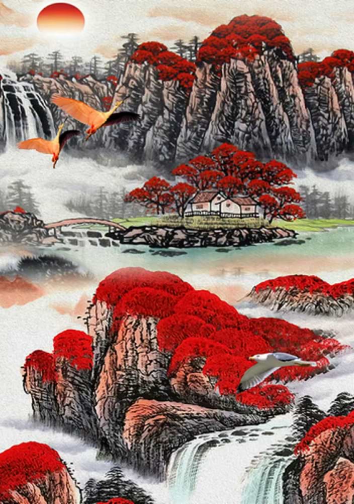 Алмазний живопис Strateg Гори та водоспад 30х40 см (JSDF81910) - Фото 1