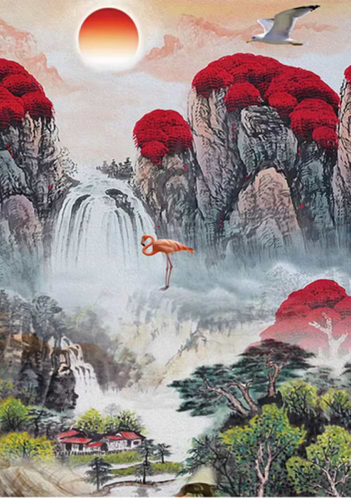 Алмазний живопис Strateg Китайський краєвид Шань-шуй 30х40 см (JSDF81912)