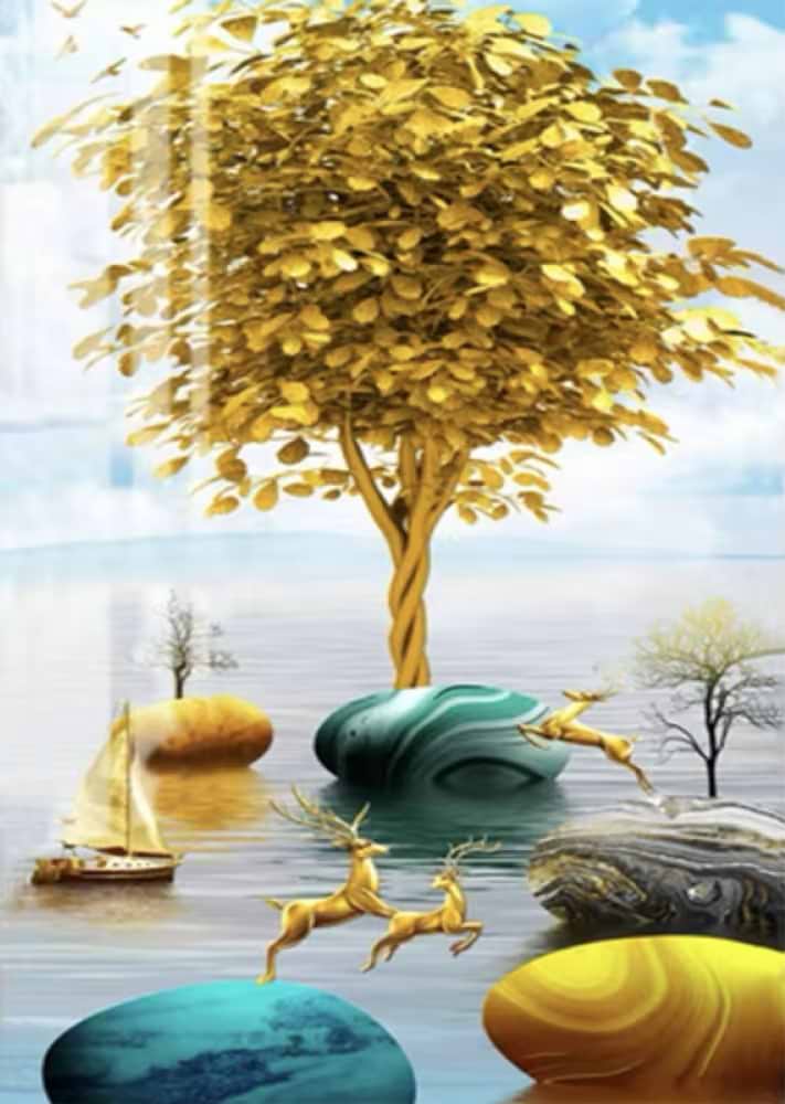 Алмазний живопис Strateg Золоті оленята 30х40 см (JSDF82148)