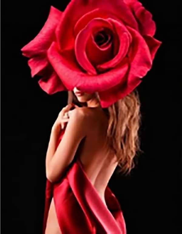 Фото - Алмазний живопис Strateg Дівчина-троянда 40х50 см (JSFH85867)