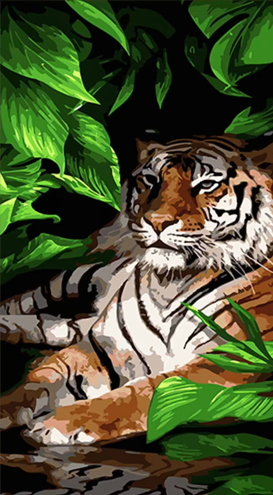 Картина за номерами Strateg Тигр у листі 50х25 см (WW221)