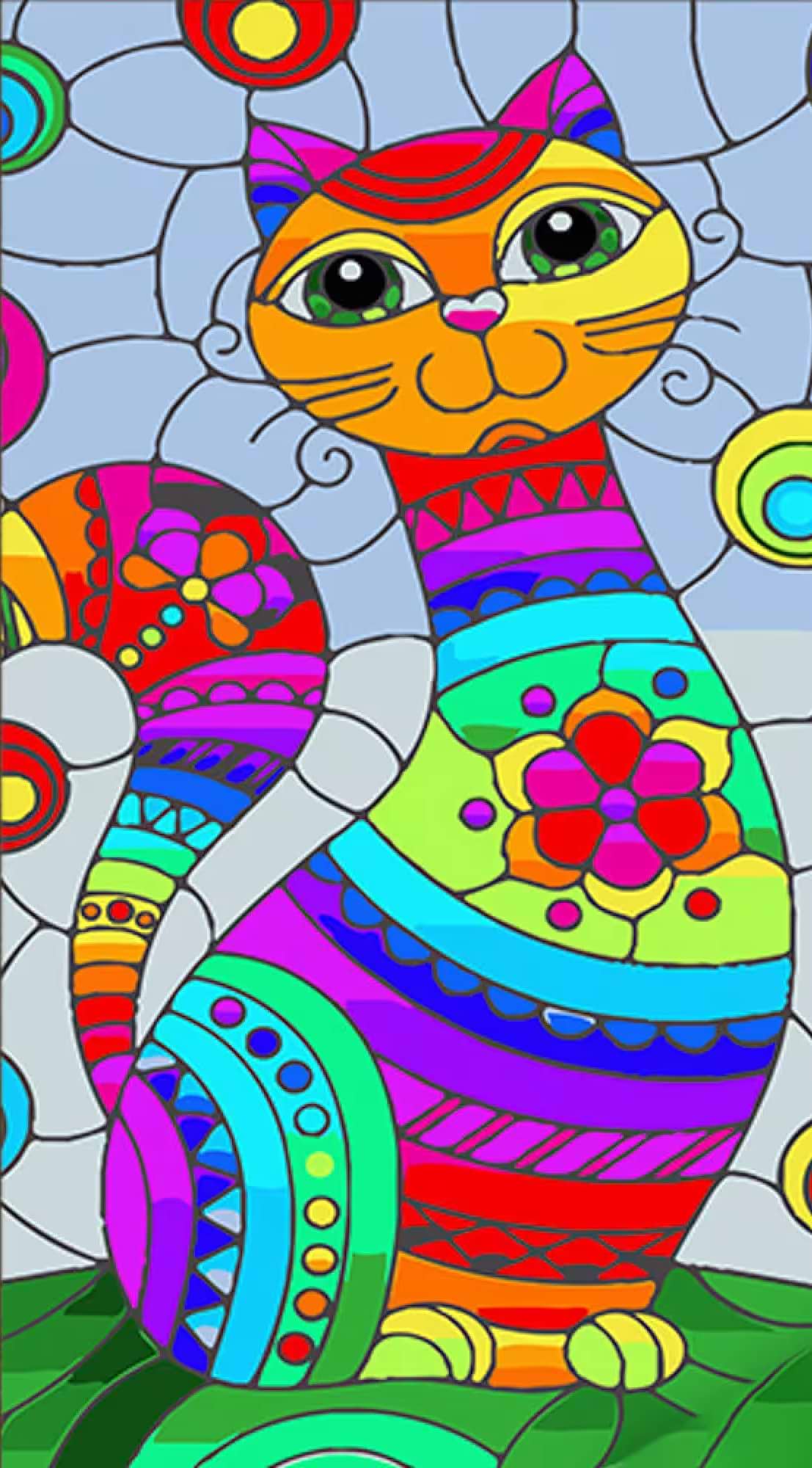 Картина за номерами Strateg Вітражна кішка 50х25 см (WW227)