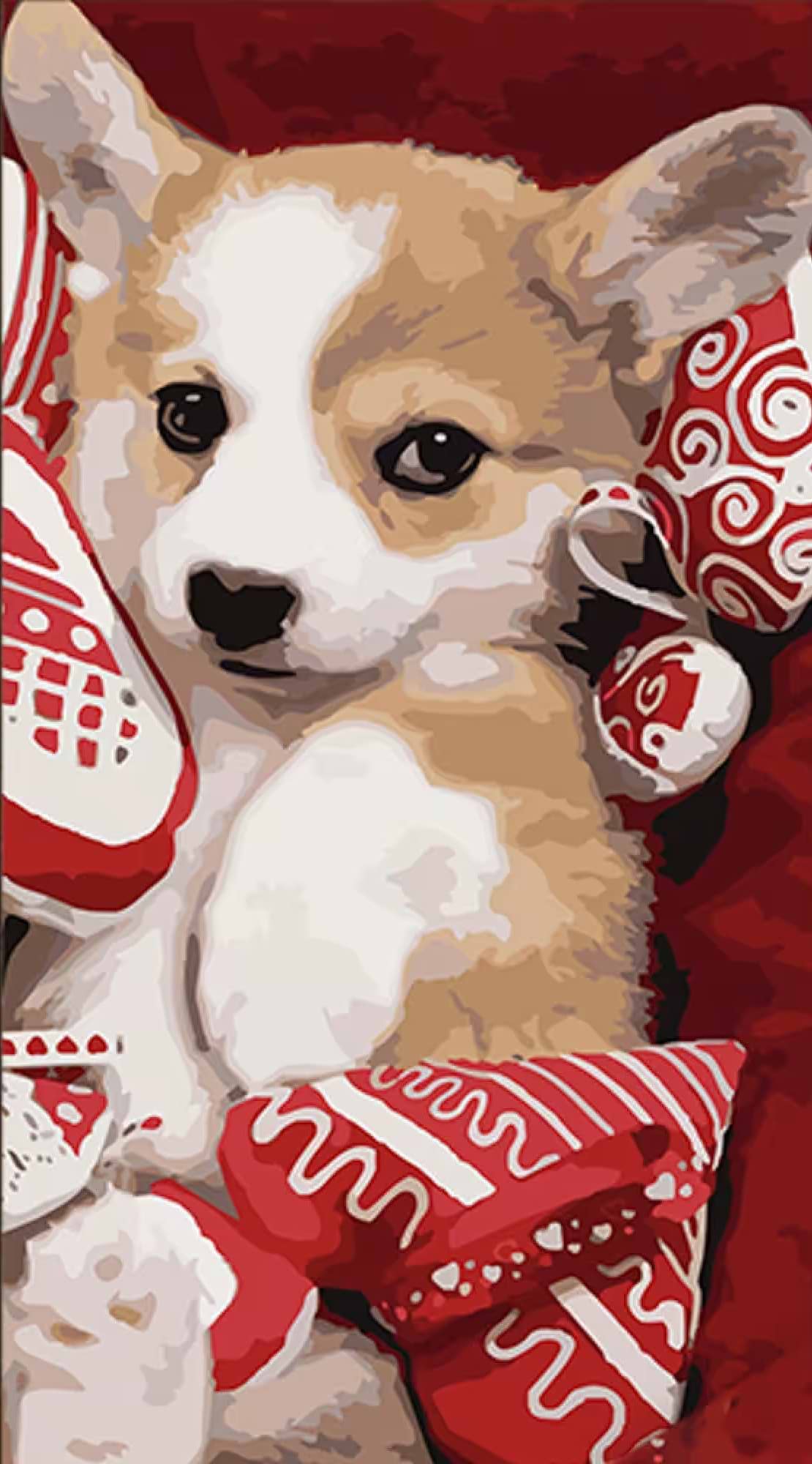 Картина за номерами Strateg Песик з м'якими сердечками 50х25 см (WW234)