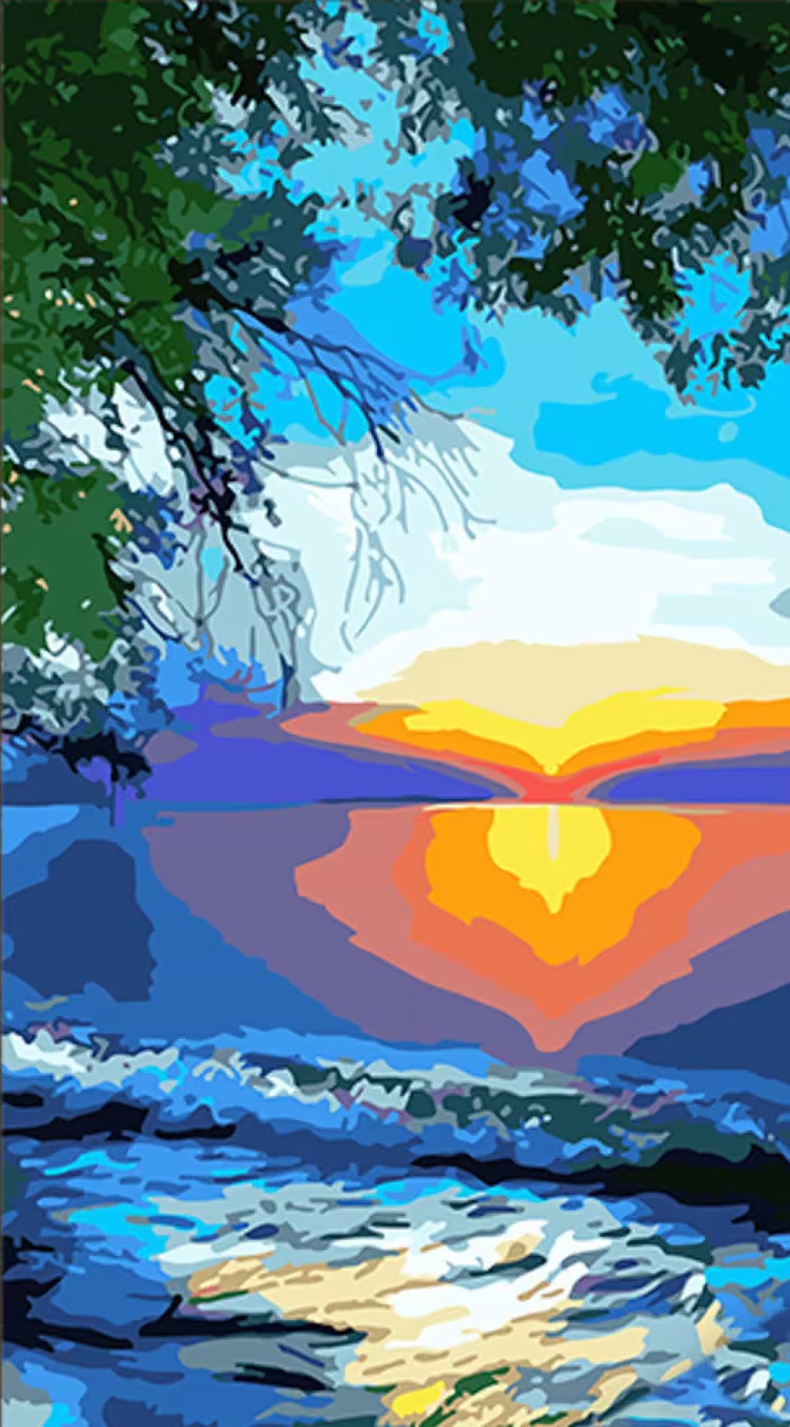 Картина за номерами Strateg Захід сонця біля води 50х25 см (WW241)