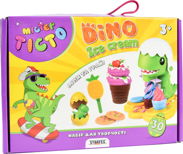 Ліплення з тіста Strateg Містер тісто Dino Ice Cream Strateg українською мовою (41024)