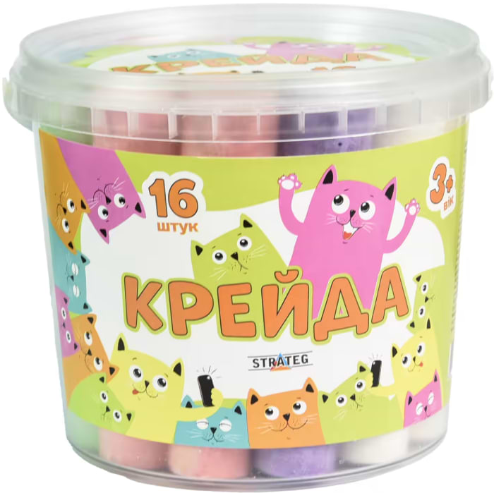 Купити Набір крейди Strateg Велика кругла - 16 шт. різнокольорова (50139) - Фото 1 Набір крейди Strateg Велика кругла - 16 шт. різнокольорова (50139) - Фото 1