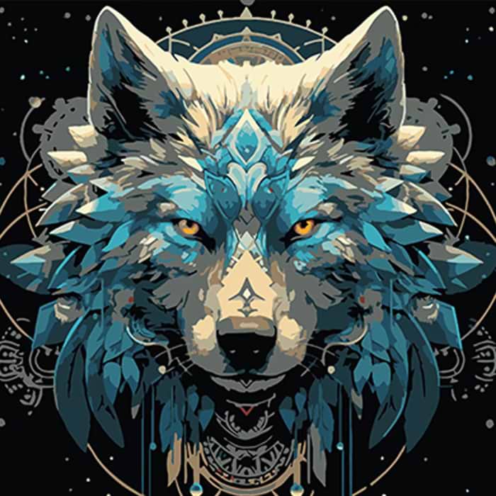 Купити Картина за номерами Strateg Портрет вовка в мистецькому стилі 40х40 см (AV4040-56) - Фото 1 Картина за номерами Strateg Портрет вовка в мистецькому стилі 40х40 см (AV4040-56) - Фото 1