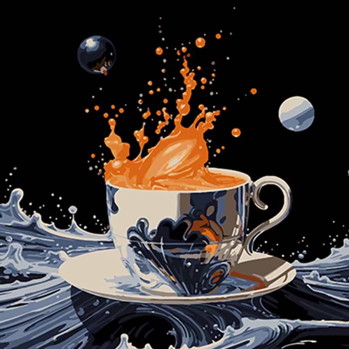 Картина по номерам Strateg Абстрактная чашка на воде 40х40 см (AV4040-66)