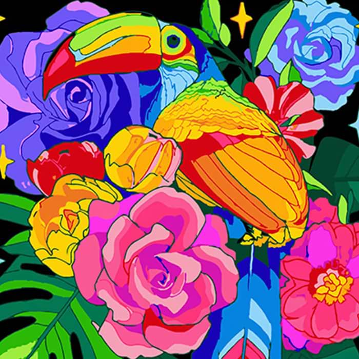 Картина за номерами Strateg Тукан і квіткове багатство 40х40 см (AV4040-69) - Фото 1