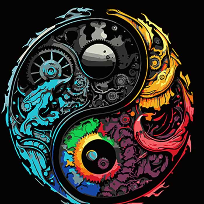 Картина по номерам Strateg Красочный символ Инь Ян 40х40 см (AV4040-76)