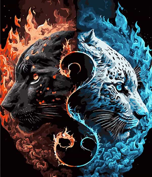 Картина по номерам Strateg Инь-Янь пантеры 40х50 см (AH1111)