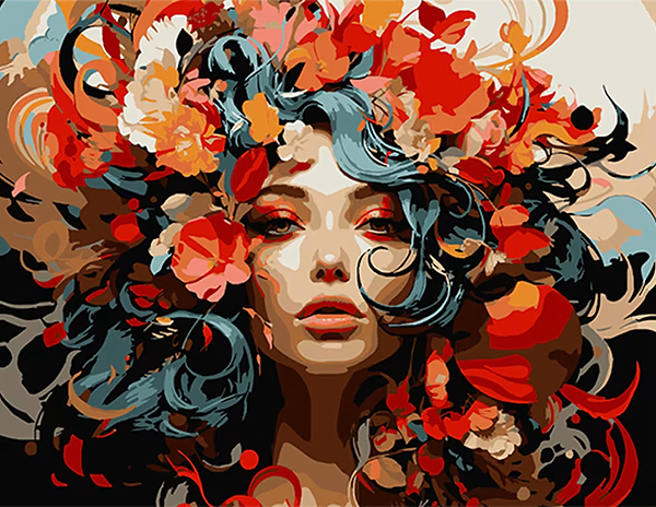 Фото - Картина по номерам Strateg Романтика цветов в волосах 40х50 см (AH1115)