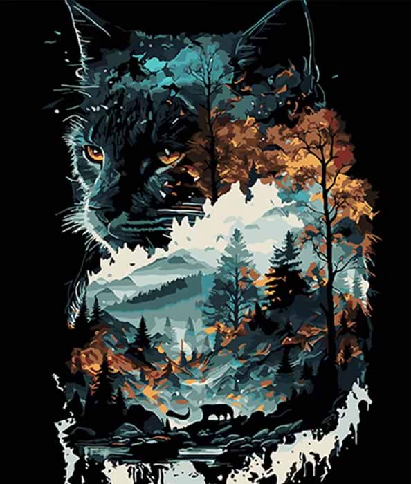 Картина за номерами Strateg Кішка в подвійній експозиції 40х50 см (AH1128) - Фото 1