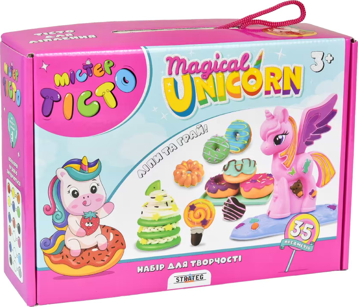 Лепка из теста Strateg Мистер тесто Magical Unicorn на украинском языке (41021) - Фото 1