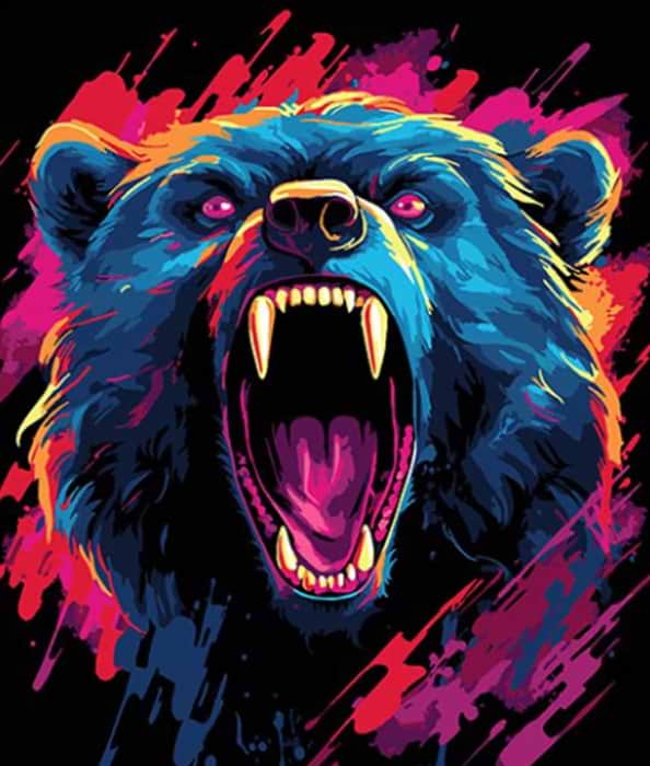 Картина за номерами Strateg Бурхлива ярість ведмедя 30х40 см (FH-1)