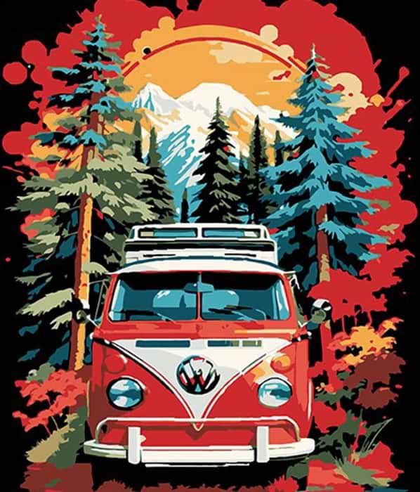 Картина по номерам Strateg Фольксваген бус в лесной гуще 30х40 см (FH-7)