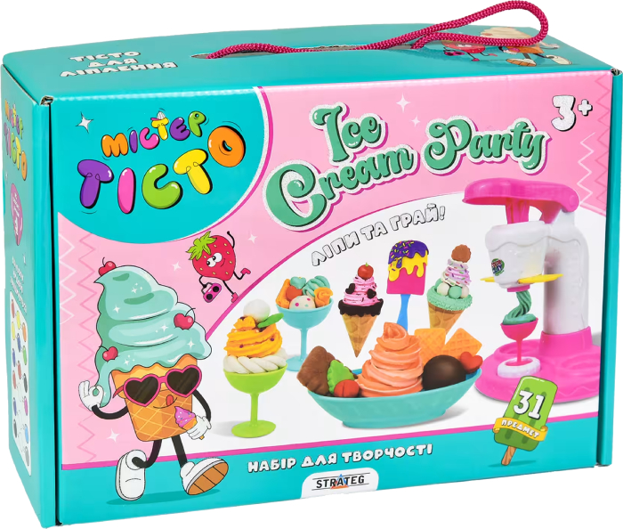 Ліплення з тіста Strateg Містер тісто Ice Cream Party українською мовою (41017)