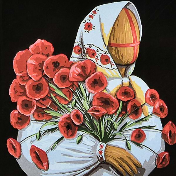 Фото - Картина по номерам Strateg Маковия на черном фоне 40х40 см (AV4040-91)