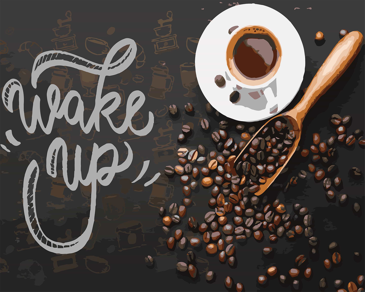 Картина по номерам Strateg Wake up на черном фоне 40х50 см (AH1171-19)