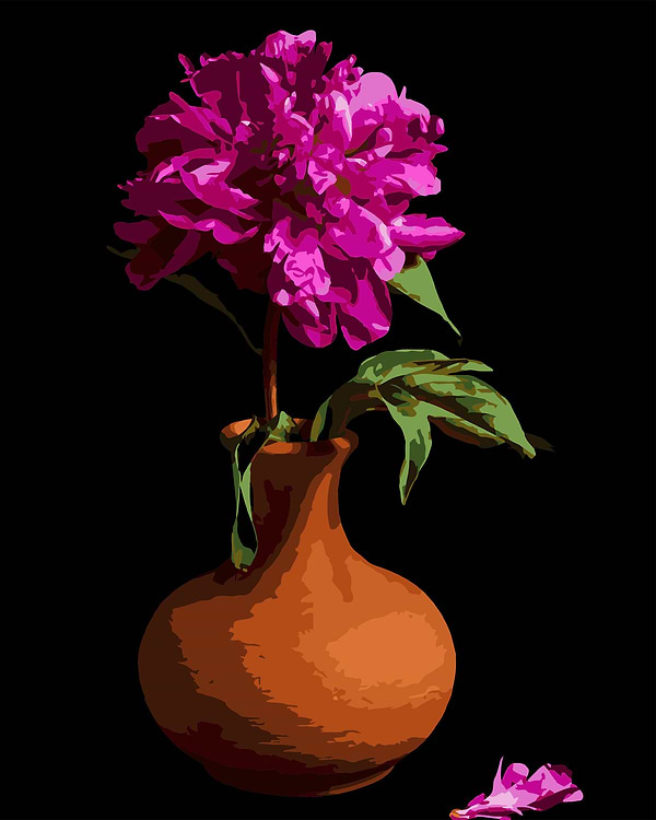 Фото - Картина за номерами Strateg Півонія в вазі на чорному фоні 40х50 см (AH1188-17)