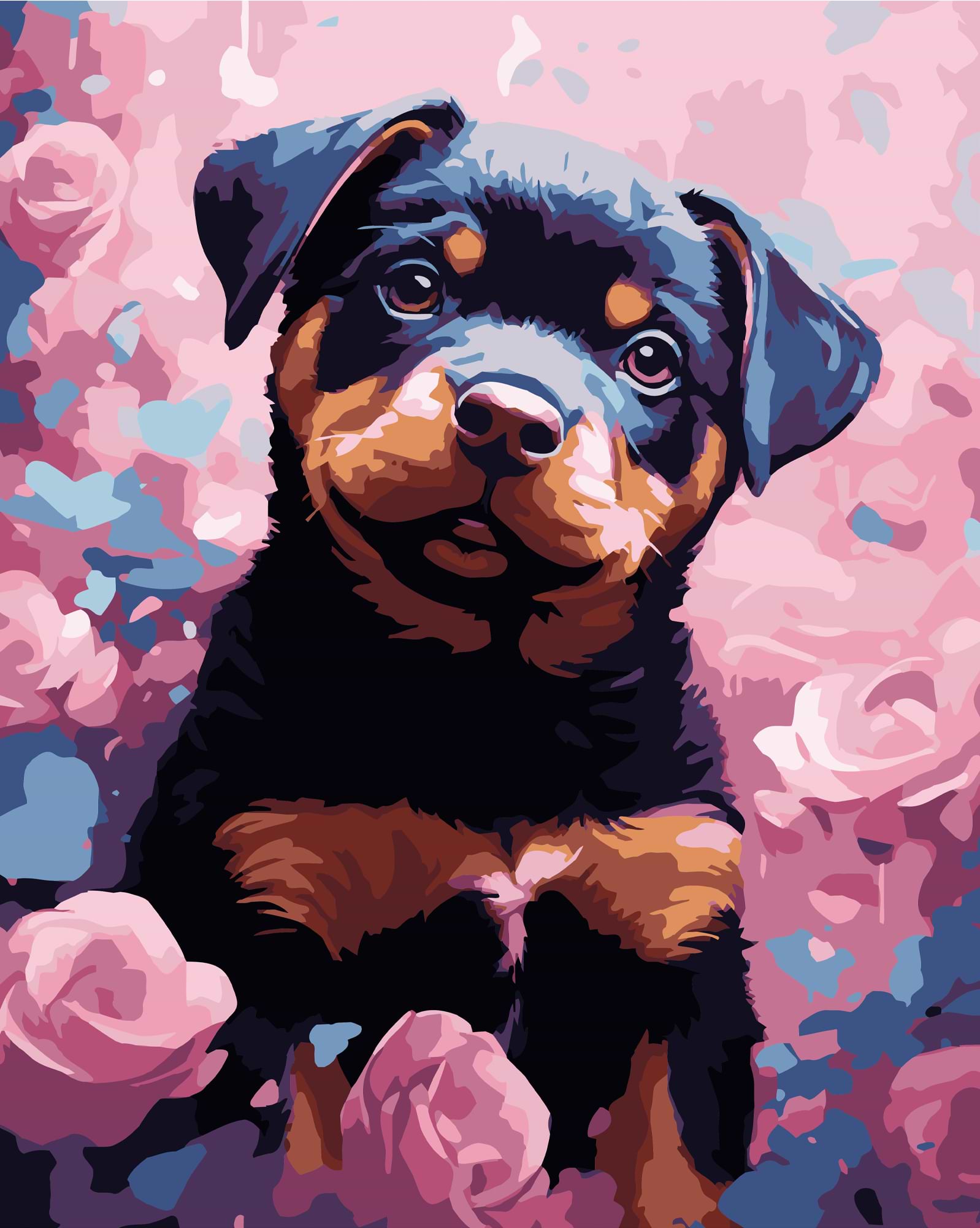 Картина за номерами Strateg Песик на чорному фоні 40х50 см (AH1205-17)