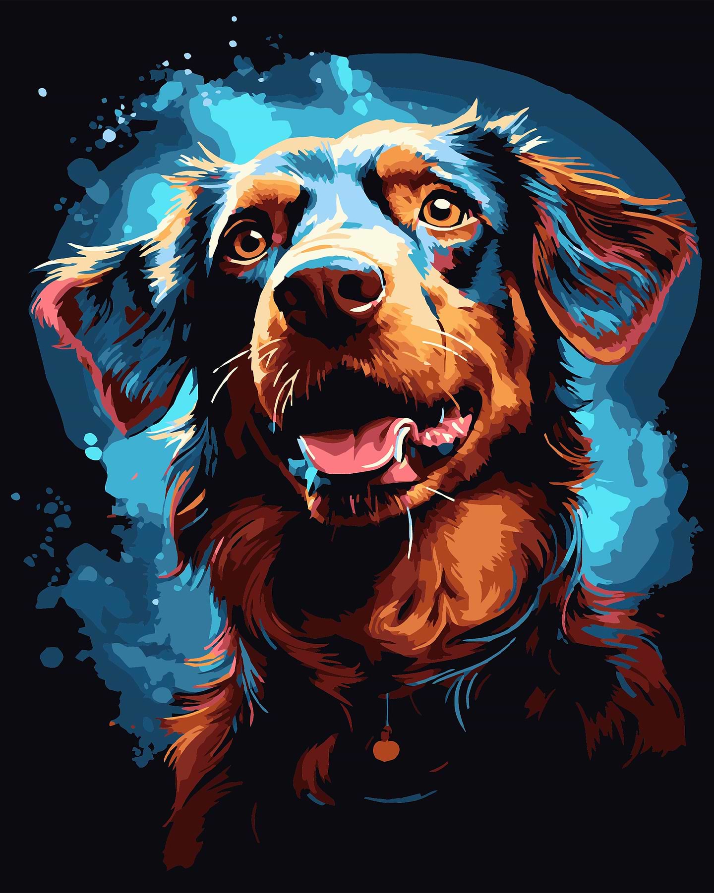 Картина по номерам Strateg Веселый пес на черном фоне 40х50 см (AH1208-17)