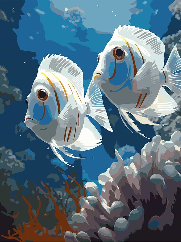 Фото - Картина по номерам Strateg Подводная пара 30х40 (SS-1248)