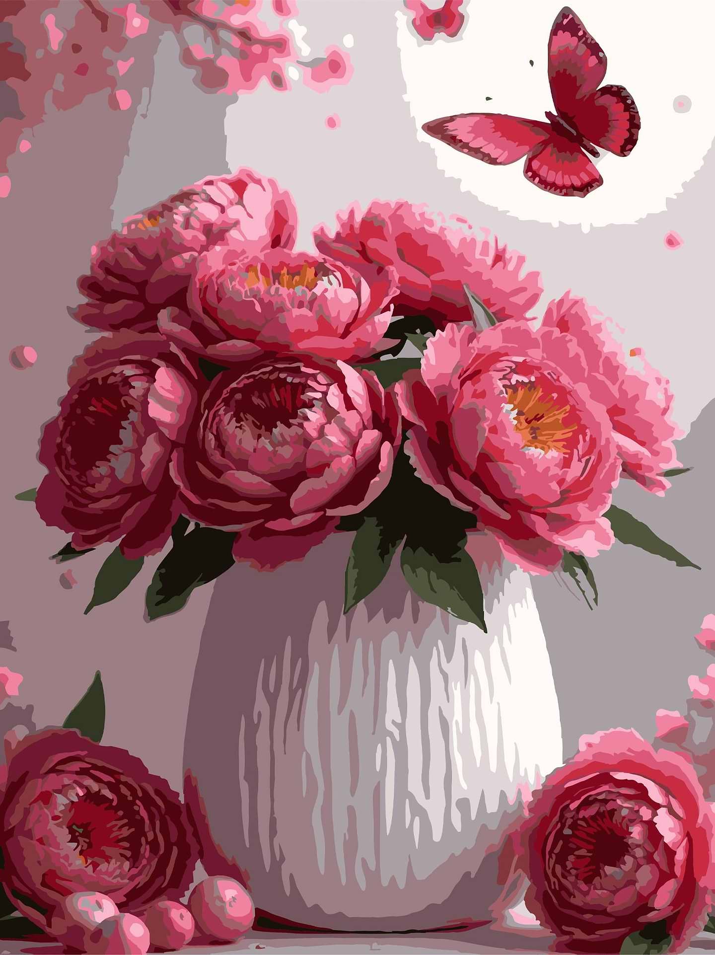 Картина за номерами Strateg Квіти у вазі 30х40 (SS-1259)