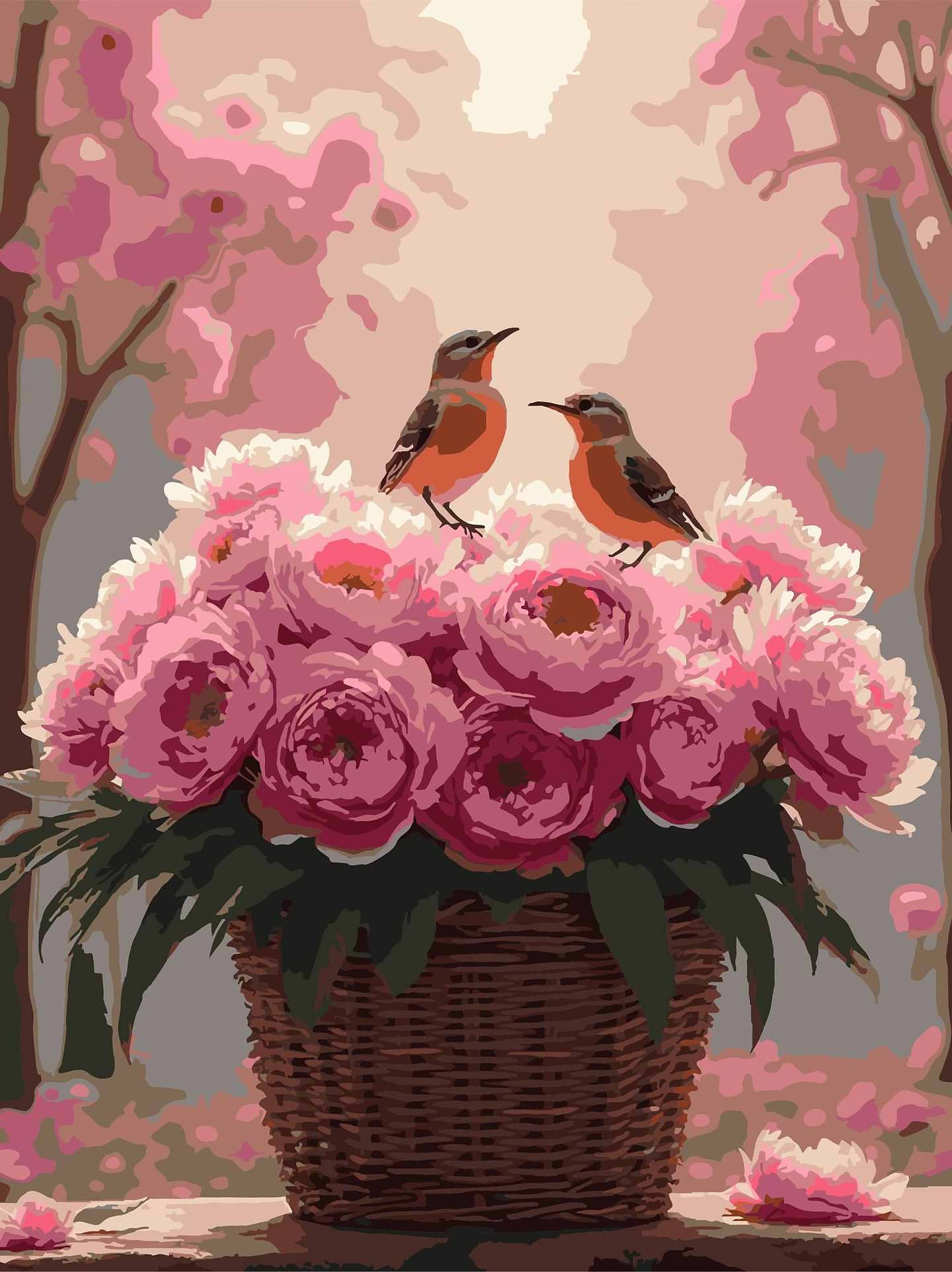 Картина за номерами Strateg Півонії з пташками 30х40 (SS-1273)