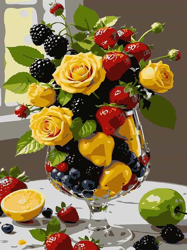 Фото - Картина по номерам Strateg Фрукты и цветы 30х40 (SS-1274) Фото - Картина по номерам Strateg Фрукты и цветы 30х40 (SS-1274)