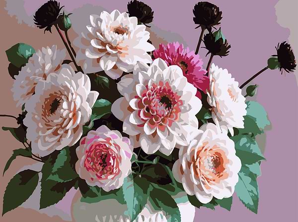 Фото - Картина за номерами Strateg Квіти у кошику 30х40 (SS-1281)