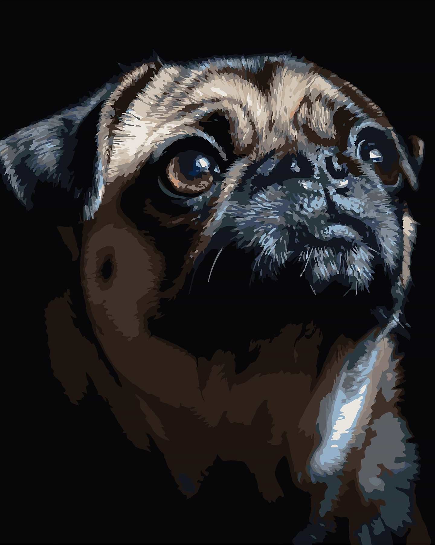 Картина за номерами Strateg Портрет мопса 40х50 (AH1290)