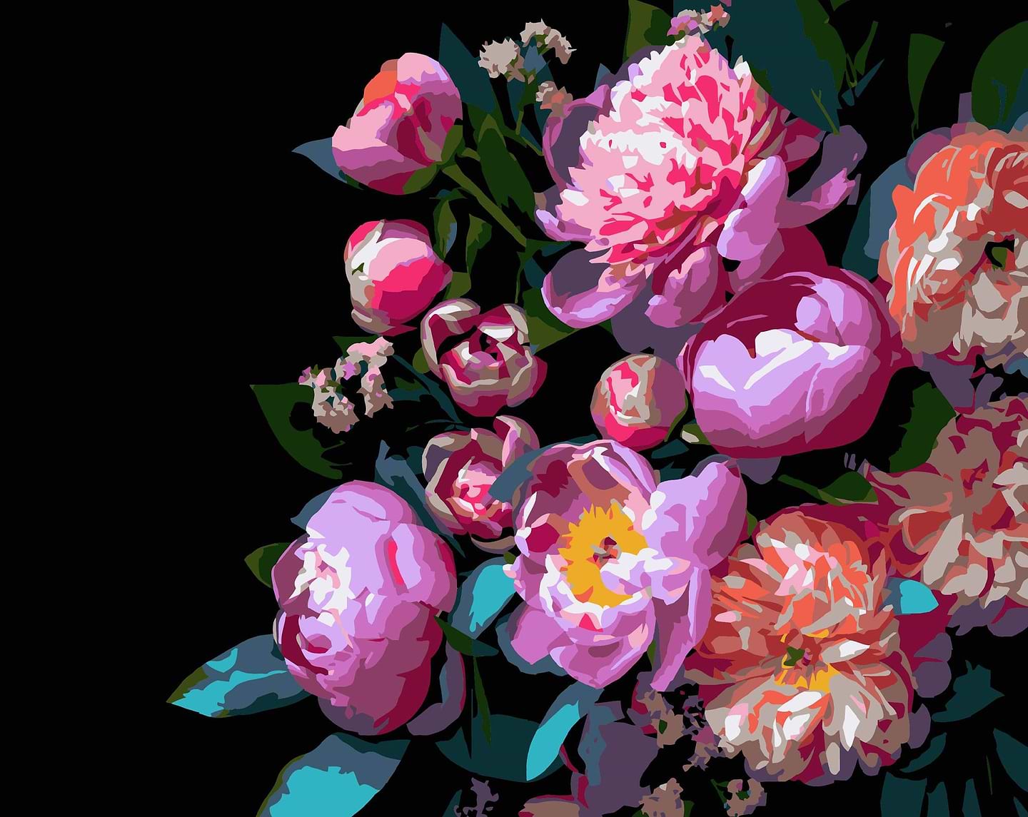 Картина за номерами Strateg Півоніє подібні квіти 40х50 (AH1259)