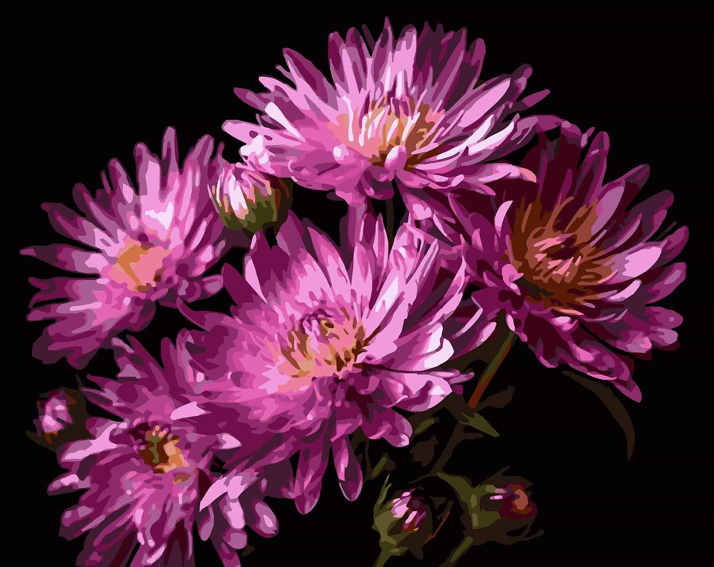 Картина за номерами Strateg Оксамит жоржинна 40х50 (AH1267)