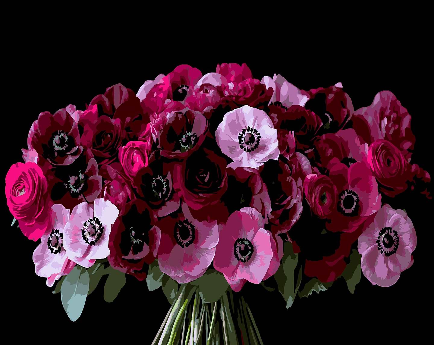 Картина за номерами Strateg Червоні анемони 40х50 (AH1288)