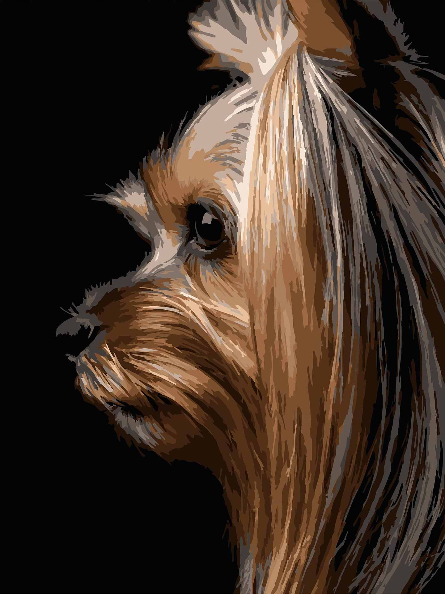 Картина за номерами Strateg Йоркширський тер'єр на чорному фоні 30х40 (FH-33)