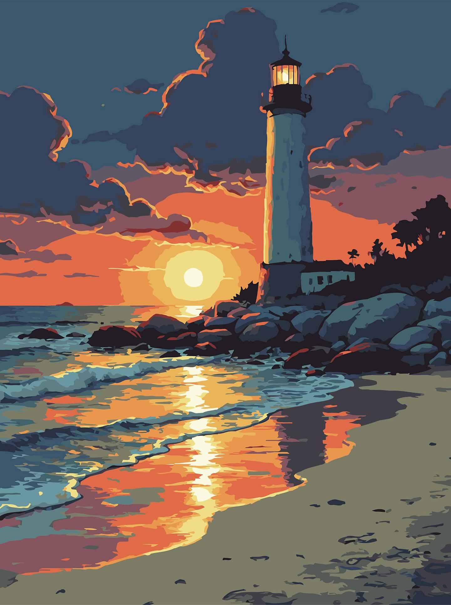 Картина за номерами Strateg Маяк на заході 30х40 (SS-1299)